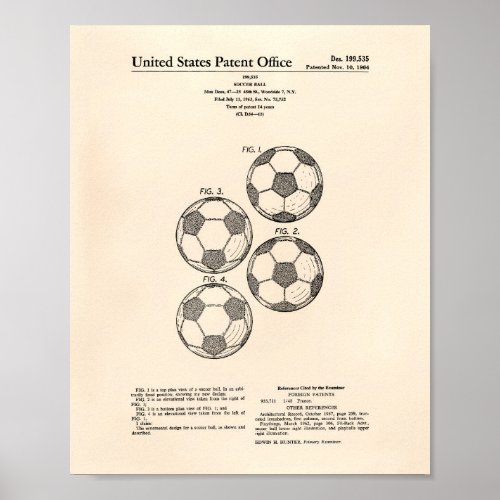 Vintage Soccer Ball 1964 Patent Art _ Old Peper Poster