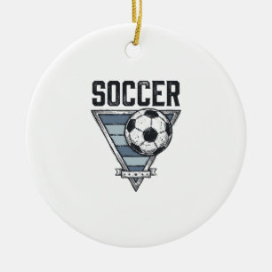 Vintage Soccer Ball Triangle Badge Shirt Design (2 Ceramic Ornament