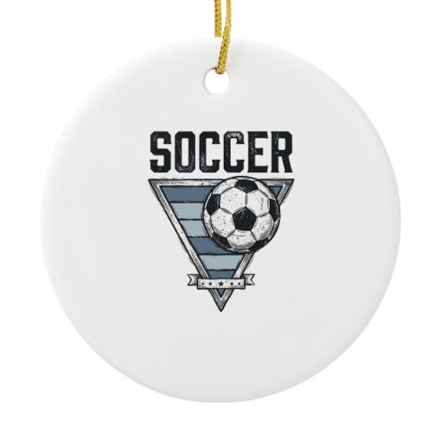 Vintage Soccer Ball Triangle Badge Shirt Design (2 Ceramic Ornament