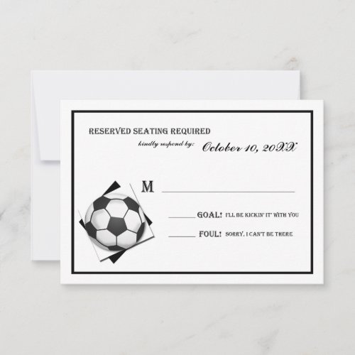 Vintage Soccer Bar Mitzvah Black and White Reply RSVP Card