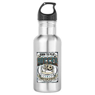 Vintage Soccer Born To Play College Shirt Design_1 Stainless Steel Water Bottle