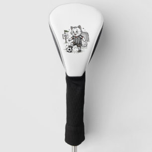 Vintage Soccer Cat Engraving Shirt Design_1 Golf Head Cover