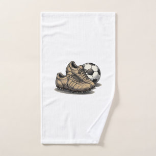 Vintage Soccer Cleats And Ball Shirt Design_1 Hand Towel