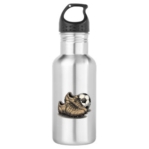 Vintage Soccer Cleats And Ball Shirt Design_1 Stainless Steel Water Bottle