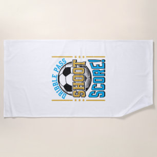 Vintage Soccer Dribble Pass Shoot Score Shirt Desi Beach Towel