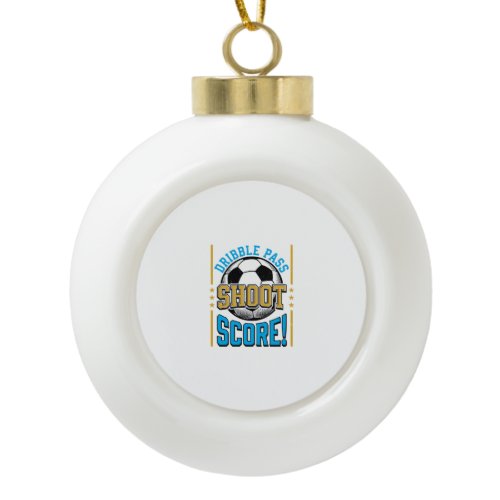 Vintage Soccer Dribble Pass Shoot Score Shirt Desi Ceramic Ball Christmas Ornament