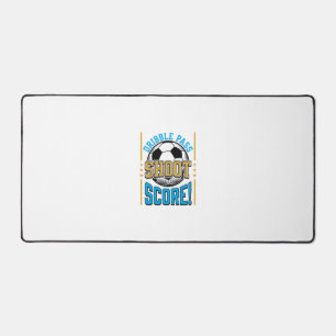 Vintage Soccer Dribble Pass Shoot Score Shirt Desi Desk Mat