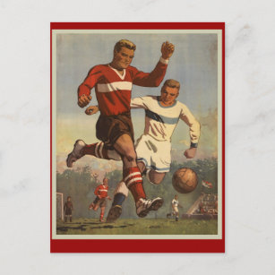 Vintage soccer football poster postcard