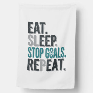 Vintage Soccer Goalie Eat Sleep Stop Goals Shirt_1 House Flag