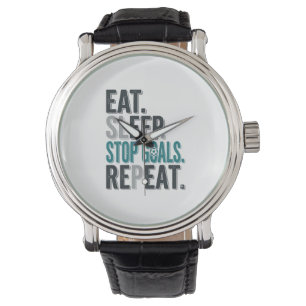 Vintage Soccer Goalie Eat Sleep Stop Goals Shirt_1 Watch