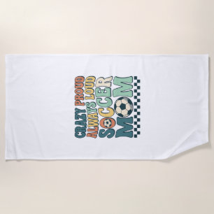 Vintage Soccer Mom Proud Loud Shirt Design_1 Beach Towel