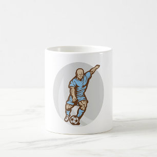 Vintage Soccer Player Illustration Retro Football Coffee Mug
