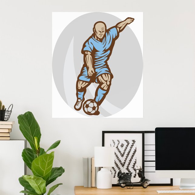 Vintage Soccer Player Illustration Retro Football  Poster (Creator Uploaded)