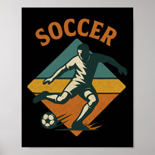 Vintage Soccer Player Kick Clic Style Poster