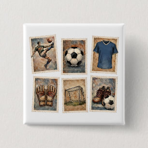 Vintage Soccer Stamps Football Collection Button