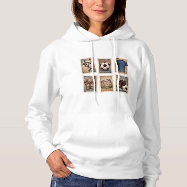 Vintage Soccer Stamps Football Collection Hoodie (Front)