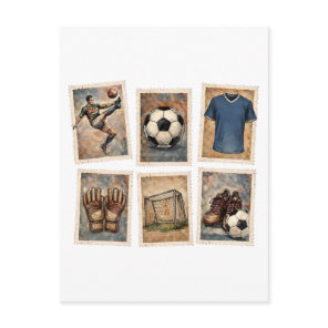 Vintage Soccer Stamps Football Collection Postcard
