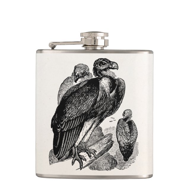 Vintage Sociable Vulture Bird - Vultures Template Hip Flask (Front)