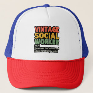 Vintage Social Worker Coworker Funny Social Worker Trucker Hat