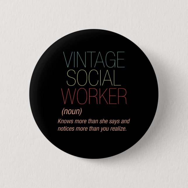 Vintage Social Worker Social Care Gift Button (Front)