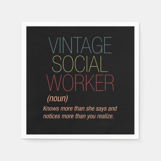 Vintage Social Worker Social Care Gift Napkins (Front)