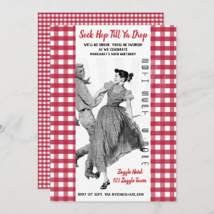 Vintage SOCK HOP Retro BIRTHDAY Invitation 50th