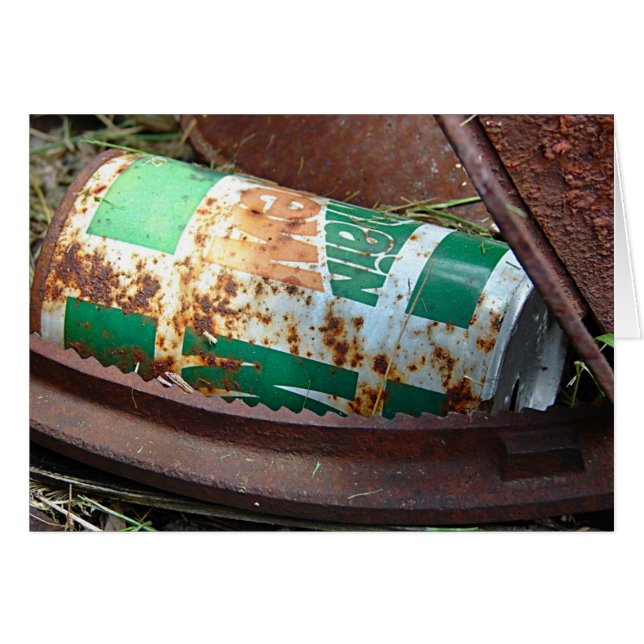 Vintage Soda Can in a Pile of Junk Cards (Front Horizontal)