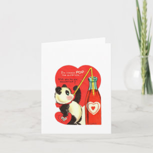 Vintage Soda Pop Panda Valentine Card