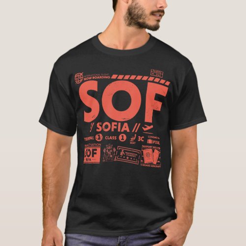 Vintage Sofia SOF Airport Code Travel Day Retro Tr T_Shirt