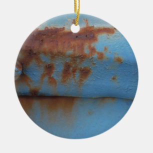 Vintage soft blue rusted ceramic ornament