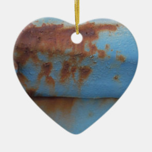 Vintage soft blue rusted ceramic ornament