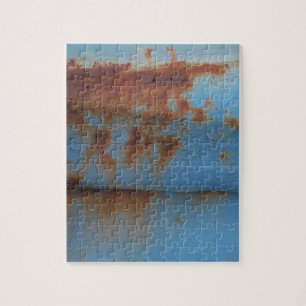 Vintage soft blue rusted jigsaw puzzle