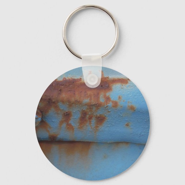 Vintage soft blue rusted keychain (Front)