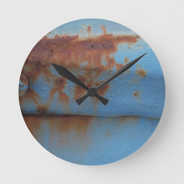 Vintage soft blue rusted round clock (Front)