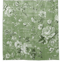 Vintage Soft Green Boho Shower Curtain