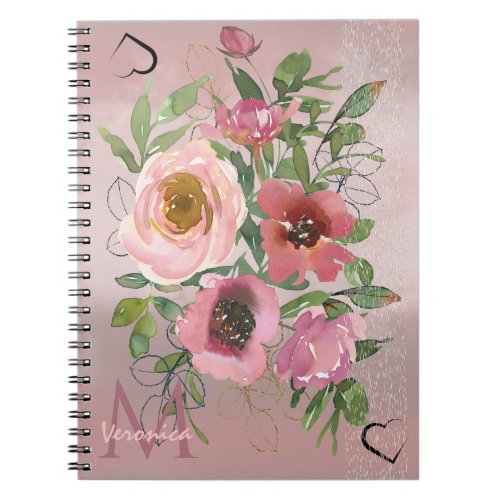 Vintage Soft Pink Floral Notebook