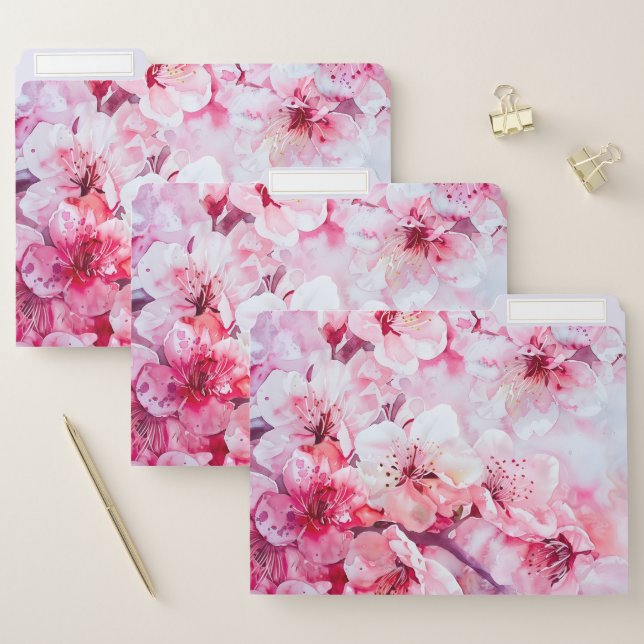 Vintage Soft Pink Petal Blossom File Folder (Set)