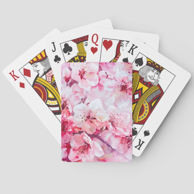 Vintage Soft Pink Petal Blossom Poker Cards (Back)