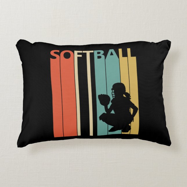 Vintage Softball Accent Pillow (Front)