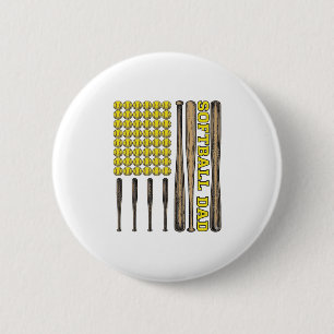 Vintage Softball Dad Bat And Ball Vector Shirt Des Button