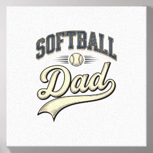Vintage Softball Dad Sports Father Shirt Design (2 Canvas Photo Tile
