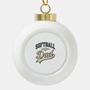 Vintage Softball Dad Sports Father Shirt Design (2 Ceramic Ball Christmas Ornament