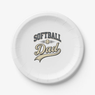 Vintage Softball Dad Sports Father Shirt Design (2 Paper Plates