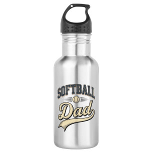 Vintage Softball Dad Sports Father Shirt Design (2 Stainless Steel Water Bottle