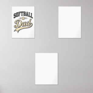 Vintage Softball Dad Sports Father Shirt Design (2 Wall Art Sets