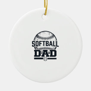 Vintage Softball Dad Vector T-Shirt Design_1 Ceramic Ornament