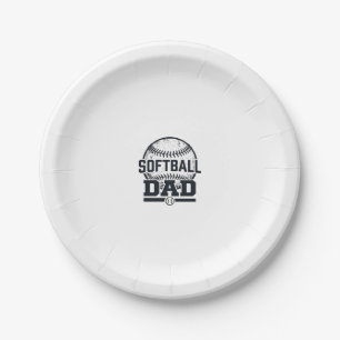 Vintage Softball Dad Vector T-Shirt Design_1 Paper Plates
