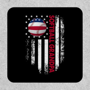 Vintage Softball Grandpa American Flag Father Patch