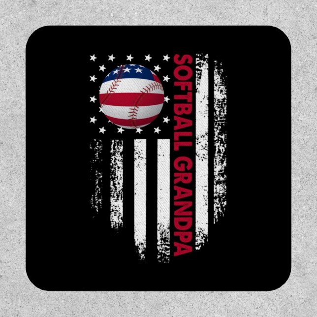 Vintage Softball Grandpa American Flag Father Patch (Front)