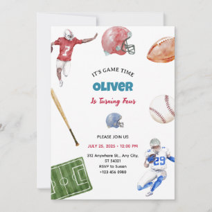 Vintage Softball Sport Birthday Party Invitation